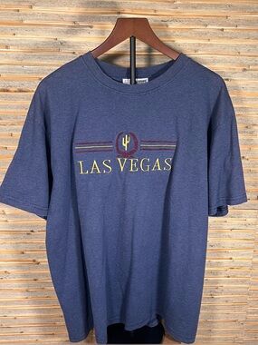 Vintage Times Square Sportswear Embroidered Las Vegas Striped T-Shirt
Size XL